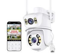 Nakavision C1 Outdoor Security Camera, 2x AI, Dual Lens 3+3MP UHD PTZ, Instant Phone Alerts, Colour Night Vision, AI Human Detection, 2-Way Audio, SD/ONVIF-S UTP IP66, No Monthly Fee - UK (white)