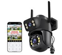 Nakavision C1 Outdoor Security Camera for Home, 2x AI, Dual Lens 3+3MP UHD PTZ, Instant Phone Alerts, Colour Night Vision, Human Detection, 2-Way Audio, SD/ONVIF UTP IP66, No Monthly Fee - UK (black)