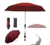 Nakazawa Pram Parasol,Umbrella for UV Sun Protection,Handle Included - Pram Umbrella,Adjustable Steering,Clip on Parasol,Compact and Light（red）