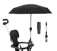 Nakazawa Pram Parasol,Umbrella for UV Sun Protection,Handle Included - Pram Umbrella,Adjustable Steering,Clip on Parasol,Compact and Light（Black）