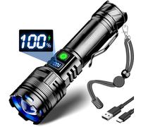 NAKCNM Flashlights High Lumens, LED Flashlight Rechargeable Super Bright 100000 Lumen Powerful Flashlight with Clip and 5 Modes, Waterproof Handheld Flash Light for Camping Hiking Emergencies