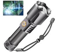 NAKCNM Hand LED Torch 20000 Lumens Super Bright Torch with Power Supply Function, 30W LED Flashlight Rechargeable, Battery Powered Waterproof Adjustable Focus for Dog Walking Car Hiking Emergency