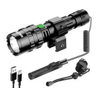 NAKCNM Tactical Flashlight with Picatinny Rails Mount, 5500 Lumen Weapon Light Rechargeable 5 Modes, Remote Pressure Switch Included for Hiking Outdoor Activities