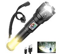 NAKCNM Torches LED Super Bright, XHP99 Rechargeable Torch Flashlight with 360° Camping Light, 30000 Lumen Powerful, 10 Modes, 50hrs Long Battery Life, Waterproof for Tent Hiking Emergency Dog Walking