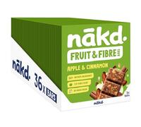 Nakd Apple & Cinnamon Fruit & Fibre Bar - Vegan - Gluten Free - Healthy Snack, 44g (Pack of 36 Bars)