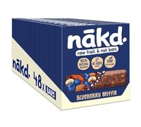Nakd Blueberry Muffin Natural Fruit & Nut Bars - Vegan - Healthy Snack - Gluten Free, 35 g (Multipack case 48 Bars)