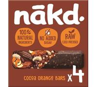 Nakd Cocoa Orange Fruit, Nut & Bar - Healthy Snack - Vegan - Gluten Free, 4x34g Multipack