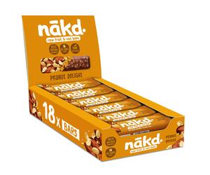 Nakd Peanut Delight Natural Fruit & Nut Bars - Vegan - Healthy Snack - Gluten Free - 35g x 18 bars