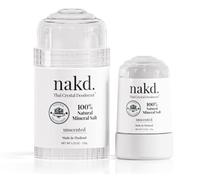 nakd. Thai Crystal Deodorant Stone - 2 Salt Deodorant Crystal Sticks, 4.25 oz. Regular + 2.5 oz. Travel Size - All Natural and Unscented Aluminum Free Deodorant for Women, Men, and Kids by Vasarii