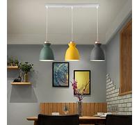 NAKEAH 3 Lights Macaron Metal Kitchen Island Hanging Light Fixtures Wood Pendant Light Matte Multicolor Dining Room Light Fixtures Over Table,E26 Base Yearn for