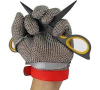 NAKEAH Anti-cut Gloves Butcher Cut-resistant Gloves, Stainless Steel Chain Armor Gloves For Fishing Woodcarving Machinery Workshop, Easy To Grasp (Size : L/225mm)