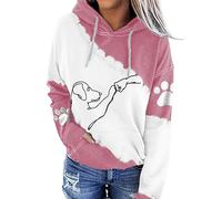 NAKEAH Dog High Five Print Hoodie,Women Super Soft Dog Hoodies Top Long Sleeve Pullover,Unique Hooded Drawstring Sweatshirt (XX-Large,pink)