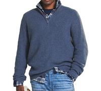 NAKEAH Men's Cashmere Business Casual Zip Jumper, Men's Loose Zip Pullover with Stand-Up Collar, 1/4 Zip Pullover (Small, Blue), blue, S