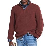 NAKEAH Men's Cashmere Business Casual Zip Jumper, Men's Loose Zip Pullover with Stand-Up Collar, Pullover with 1/4 Zip (Small, Red), red