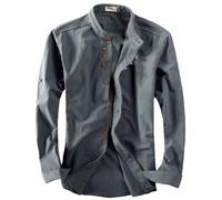 NAKEAH Soulona Katana Shirt, Premium Linen Japan Style, Men's Casual Shirt, White, Medium, Long Sleeve, Stand Collar