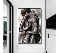 Naked Black Couple Oil Painting Perfect Lovers Canvas Posters and Prints Wall Pictures for Living Room Decor 60x90cm Unframed