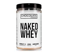 Naked Chocolate Whey Protein Powder, Only 3 Ingredients, Grass Fed, Gluten Free, Soy Free, GMO Free, 25g Protein and 6g BCAAs per Scoop, 12 Servings, 450g