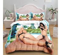 Naked Lady Single Duvet Cover Set Soft Cozy Microfiber 3d Print Sexy Bedding Single Naked Lady Quilt Cover 135x200 cm with 2 Pillowcases with Zipper A2181