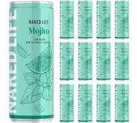 Naked Life Alcohol Free Mojito Cocktail Cans - Low Sugar, Low Calorie Non Alcoholic Drinks - Alcohol Free Cocktails & Mocktails Ready to Drink - Mint & Lime Mojito Flavour, 12 x 250ml Cans
