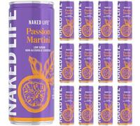 Naked Life Alcohol Free Passion Fruit Martini Cocktail Cans - Low Sugar, Low Calorie Non Alcoholic Mocktails Ready to Drink - Classic Passionfruit Martini Taste, 12 x 250ml Cans