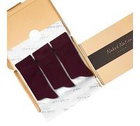 Naked Nation Luxurious Bamboo Socks, 3 Pairs, Soft Top, Breathable, Comfortable, Planet Friendly Gift Box, Dress Socks for Men & Women, British Brand, (Burgundy, M)