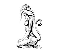 Naked Sex Appeal Girl Cat Animal Abstraction Patterns Beautiful Vinyl Wall Stickers 30x52.1cm Window Decals Black