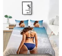 Naked Woman Duvet Cover Double Soft Microfiber Sexy Bedding 3D with Zipper Closure Quilt Cover 200x200 cm and 2 Pillowcases, A7949