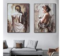 Naked Woman Oil Painting Wall Art Canvas Paintings on the Wall Posters and Prints Modern Art Prints Home Decoracion 19.6”x 29.5”(50x75cm)x2 No frame