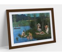Naked women. Summer by Pierre Puvis de Chavannes Stunning Framed Wall Art Print Picture - A2 - Walnut Frame