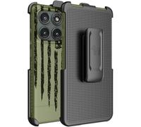 Nakedcelllphone Combo for Motorola Edge 2025 Phone Case, Rugged Case and Belt Clip Holster Holder (Compatible with MagSafe) - Army Green Rugged USA Flag