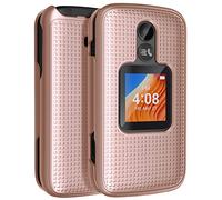 NakedcellPhone Case for Alcatel TCL Flip 2 Phone (2022), [Grid Texture] Slim Hard Shell Protector Cover for T408DL / TFALT408DCP - Rose Gold Pink