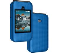 Nakedcellphone Case for Consumer Cellular Iris Easy Flip Phone/Boost Mobile Summit Flip 4G, Slim Hard Shell Protector Cover [Anti-Fingerprint, Grid Texture] for SL006D (2024) - Cobalt Blue
