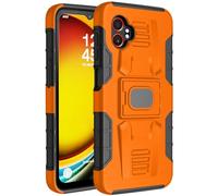 Nakedcellphone Case for Galaxy XCover 7 Pro, Rugged Ring Grip Cover with Stand [Built-in Mounting Plate] for Samsung XCover7 Pro Phone (2025, SM-G766) - Bright Orange