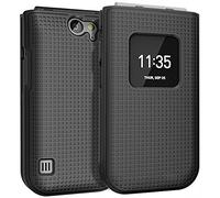 Nakedcellphone Case for Nokia 2720 V Flip Phone, [Black] Protective Snap-On Hard Shell Cover [Grid Texture] for Verizon TA-1295, 2720V
