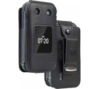 Nakedcellphone Case for Nokia 2760 Flip Phone, [Black Vegan Leather] Form-Fit Cover with [Built-in Screen Protection] and [Metal Belt Clip] for Tracfone N139DL
