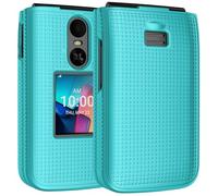 Nakedcellphone Case for TCL Flip 4 Phone, Slim Hard Shell Protector Cover [Anti-Fingerprint, Grid Texture] for T440 (2025) - Teal Mint Cyan
