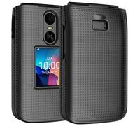 Nakedcellphone Case for TCL Flip 4 Phone, Slim Hard Shell Protector Cover [Anti-Fingerprint, Grid Texture] for T440 (2025) - Black Tread