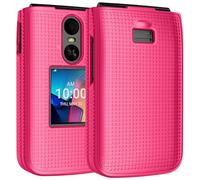 Nakedcellphone Case for TCL Flip 4 Phone, Slim Hard Shell Protector Cover [Anti-Fingerprint, Grid Texture] for T440 (2025) - Bright Hot Pink