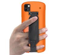 Nakedcellphone Case + Hand Strap Combo for Zebra TC53 TC58 Mobile Computer Scanner, Textured Slim Hard Shell Protector Cover with Kickstand - Bright Orange