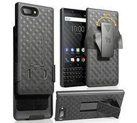 Nakedcellphone Case with Clip for BlackBerry KEY2, Black Kickstand Cover with [Rotating/Ratchet] Belt Hip Holster Combo for BlackBerry KEY2 Phone, Key 2 (BBF100-1, BBF100-6)
