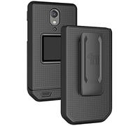 Nakedcellphone Case with Clip for CAT S22 Flip Phone, [Black] Slim Hard Shell Cover and [Rotating/Ratchet] Belt Hip Holster Holder Combo