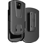Nakedcellphone Case with Clip for Unihertz Titan Pocket Phone, Slim Hard Shell Textured Cover and [Rotating/Ratchet] Belt Hip Holster Combination - Black