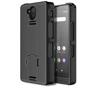 Nakedcellphone Case with Stand for Sonim XP10 5G, [Grid Texture] Slim Hard Shell Phone Protector Cover with Kickstand for XP9900 (2022) - Black