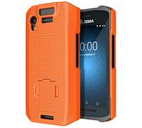 Nakedcellphone Case with Stand for Zebra TC21 TC26 Mobile Computer Scanner, Textured Slim Hard Shell Protector Cover with Kickstand - Bright Orange