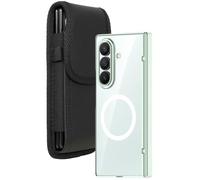 Nakedcellphone Combo for Samsung Galaxy Z Fold 7 Phone Case with Belt Clip Pouch Holder - Built-in Screen Protector - Hinge Cover - Compatible with MagSafe - Green/Clear