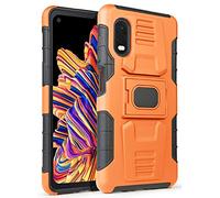 Nakedcellphone Hard Case with Stand for Samsung Galaxy XCover Pro SM-G715 Orange Black