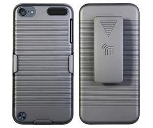 NAKEDCELLPHONE'S BLACK HARD CASE + BELT CLIP HOLSTER w/STAND FOR APPLE iPOD TOUCH 5 5th GEN