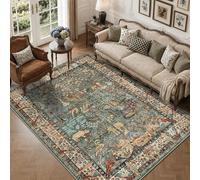 NakedCloud 5x7 Washable Area Rug Vintage Animals Print Boho Indoor Carpet