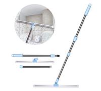 NaKeLuLu Floor Squeegee Heavy Duty, Indoor/Outdoor Wet Room Rubber Floor Squeegee with 51 Inch Long Handle, Shower Squeegee for Bathroom, Patio, Kitchen, Window, Garage (Blue)
