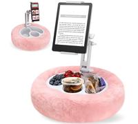 Nakelulu Tablet Pillow Stand, Adjustable Kindle Holder for Bed with Detachable Bowl and Pillow, iPad Cushion for Tablet, iPad, iPhone, Kindle, Switch, and All 4.7-12.9 inches Devices - Pink
